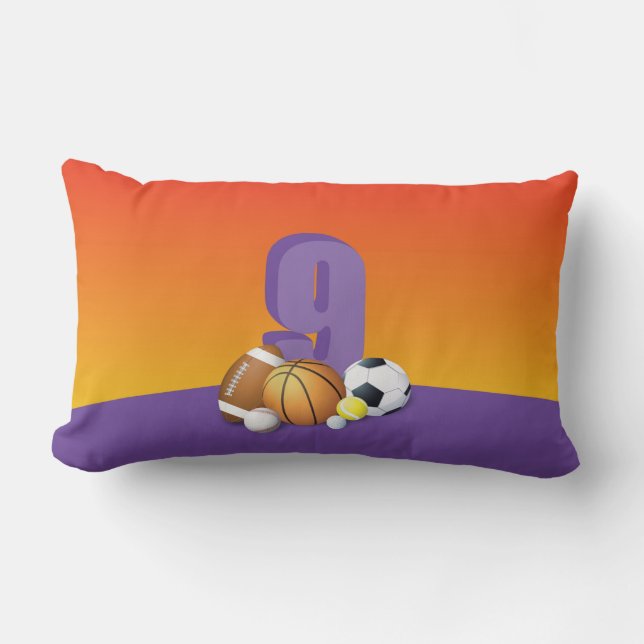 Almofada Lombar Rapariga 9 de aniversário de esportes (Frente)