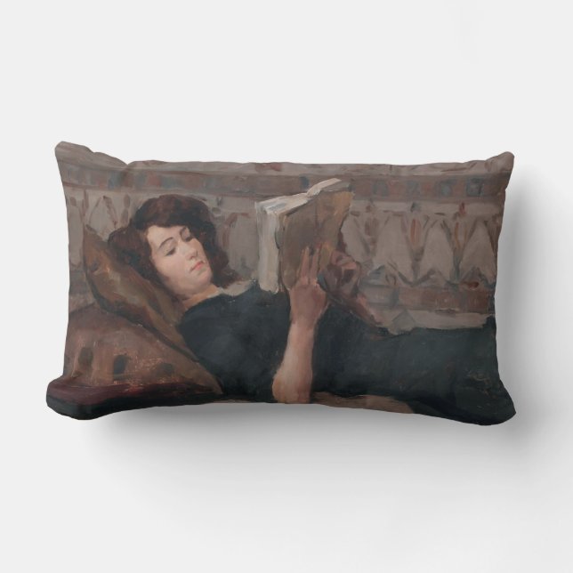 Almofada Lombar Rapariga lendo um livro (reformulando em um mergul (Frente)