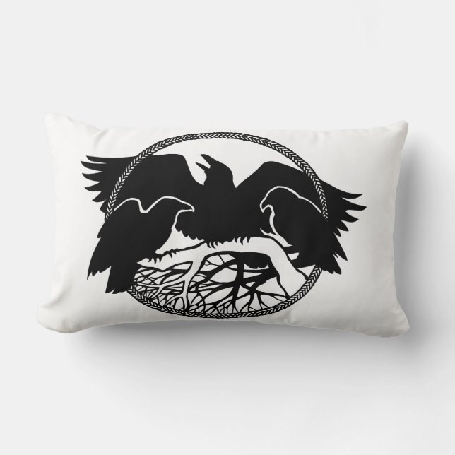 Almofada Lombar Raven Art Travesseiro Native Spirit Animal Raven T (Frente)
