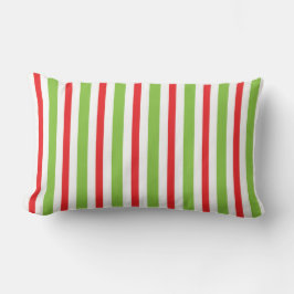 Almofada Lombar Red and Green Christmas Stripped Throw Pillow