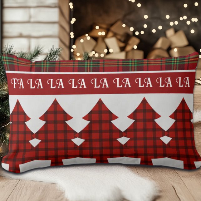 Almofada Lombar Red Black Green Cozy Tartan (Criador carregado)