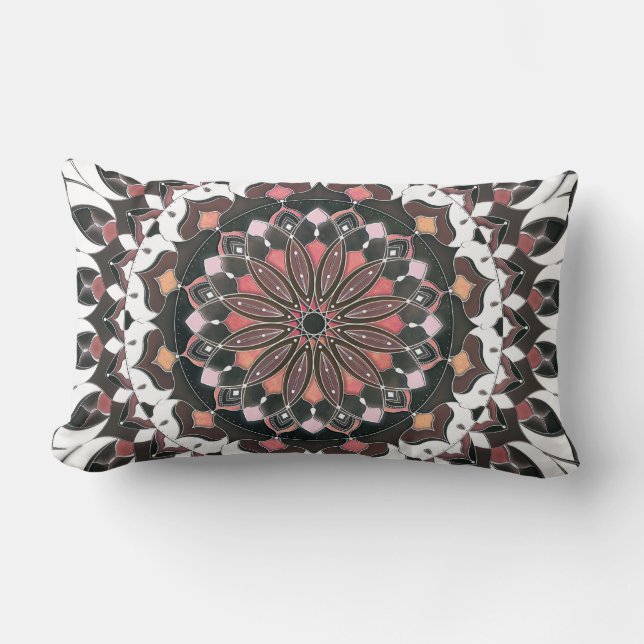 Almofada Lombar Red Brown Mandala Round Cushion (Frente)