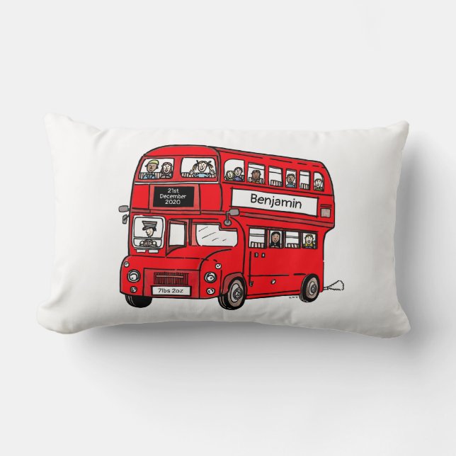 Almofada Lombar Red Double Decker London Bus Newborn Gift (Frente)