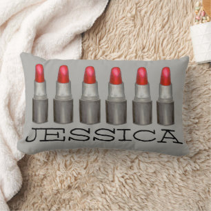 Almofada Lombar Red Lipstick Tubes Makeup Artista Cosmetics Beauty