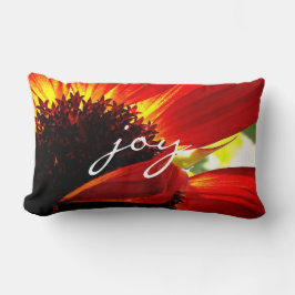 Almofada Lombar Red Orange Gerbera Daisy Photo Joy Script Modern