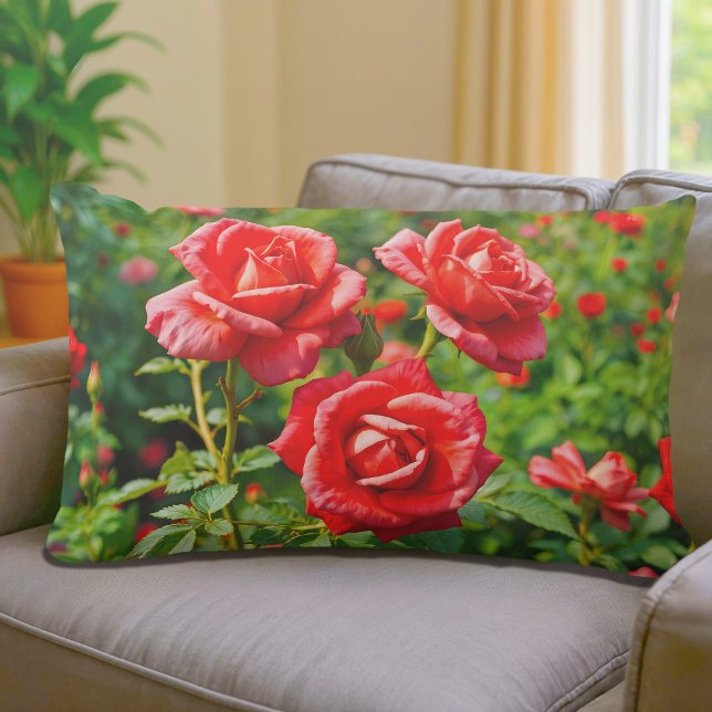 Almofada Lombar Red Roses Lumbar Pillow (Lumbar pillow with red roses)