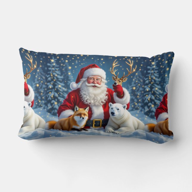 Almofada Lombar Red Truck with Tree Christmas Throw Pillow (Verso)