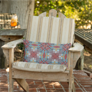 Almofada Lombar Red Turquoise Teal Blue Mostarda Castanho Arte Tri