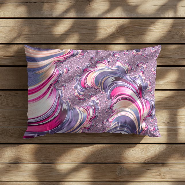 Almofada Lombar Redemoinho Fractal Rosa Roxo Abstrato (Criador carregado)