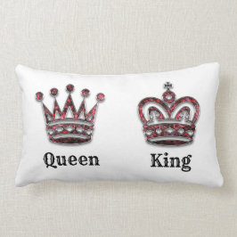 Almofada Lombar Rei e Rainha Crowns Sua e Sua Personalizada