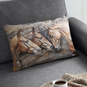 Almofada Lombar Retrato de Cavalo de Olhar Gravado Metálico