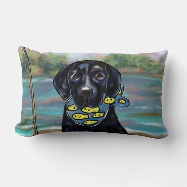 Almofada Lombar Retriever Labrador Preto (Frente)