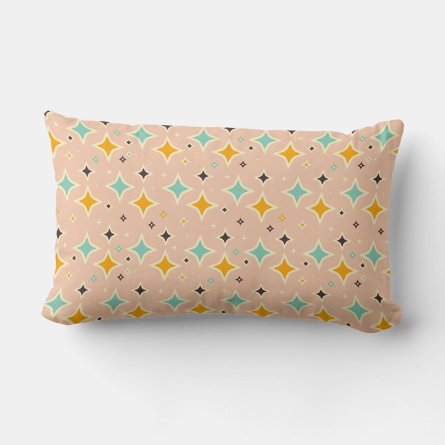 Almofada Lombar Retro geometric pattern with teal, orange, black (Verso)
