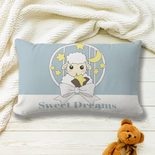 Almofada Lombar Retro Pastel Blue Cute Baby Sheep Dreams