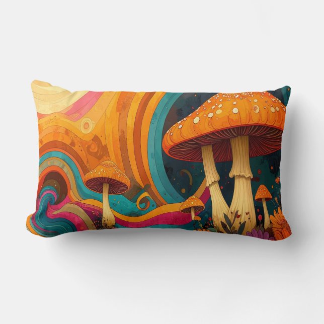 Almofada Lombar Retro Psychedelic Swirls Throw Cushion  (Frente)