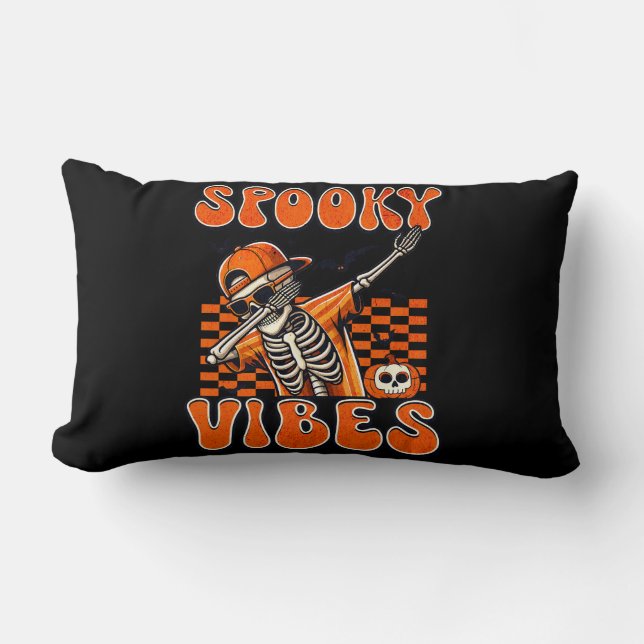 Almofada Lombar Retro Spookes Vibes Dabbing Skeleton Halloween (Frente)