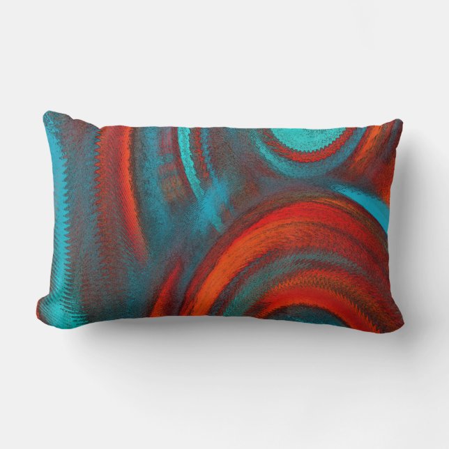 Almofada Lombar Rich Orange Teal Mix Abstrato Modern (Frente)