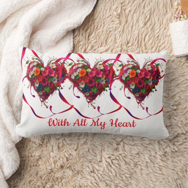 Almofada Lombar Romantic Floral Heart (Cobertor)