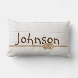 Almofada Lombar Rope Knot Na Madeira De Whitewash