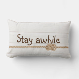 Almofada Lombar Rope Knot Na Madeira De Whitewash