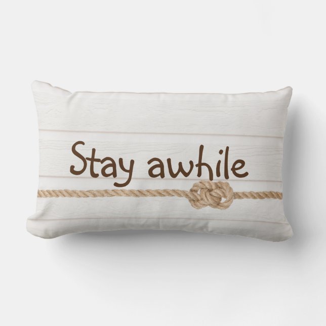 Almofada Lombar Rope Knot Na Madeira De Whitewash (Frente)