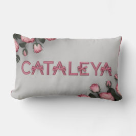 Almofada Lombar ROSA bordado e Travesseiro decorativo em branco da
