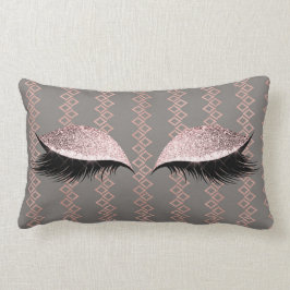 Almofada Lombar Rosa cor-de-rosa pincelada Glitter Cinza Glam Maqu