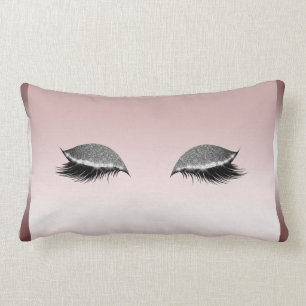 Almofada Lombar Rosa Dourado de Eyelashes de Maquiagem Rosa e Silv