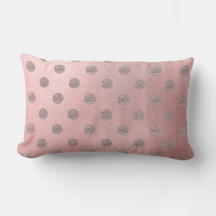 Almofada Lombar Rosa Dourado Rosa Brilho Glam Pontos Polka Moderno