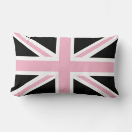 Almofada Lombar Rosa e preto BRITÂNICOS da bandeira de Union Jack
