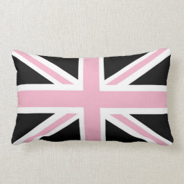 Almofada Lombar Rosa e preto BRITÂNICOS da bandeira de Union Jack