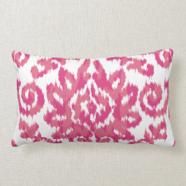 Almofada Lombar Rosa Ikat Boho Whimsical Ethnic Girly White e Rosa