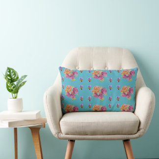 Almofada Lombar Rosa Rosa Vermelha Rosa Chique Desbotada Teal Aqua