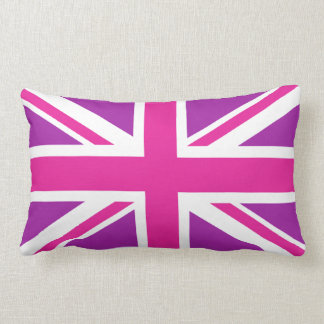 Almofada Lombar Rosa, roxo & branco da bandeira de Union Jack