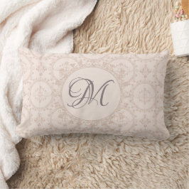 Almofada Lombar Rosa Suave Menina Damask Inicial Personalizado