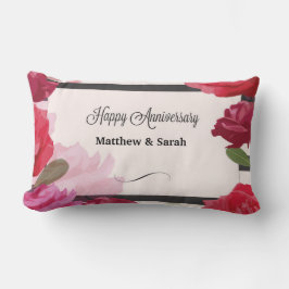 Almofada Lombar Rosas de Aniversário de Casamento, Stripes, Nomes 