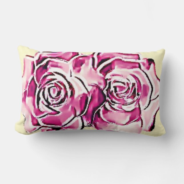 Almofada Lombar Rosas de framboesa e creme (Frente)