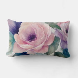 Almofada Lombar Rosas de Pastas Rosa e Púrpura