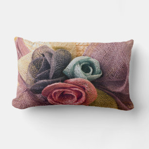 Almofada Lombar Rosas Raffia 