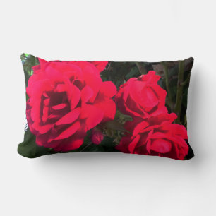 Almofada Lombar Rosas Vermelhas em Flor 