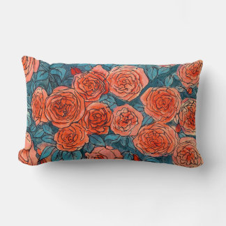 Almofada Lombar Rosas vermelhas, Flores de Verão de Rosa de Jardim