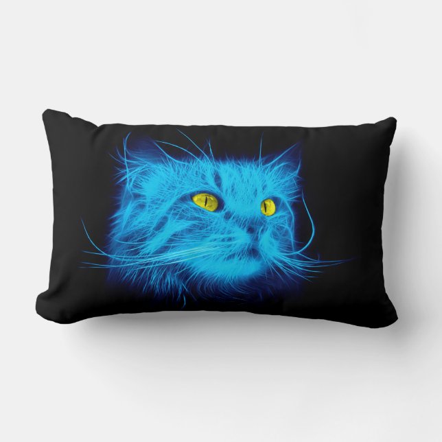 Almofada Lombar Rosto de Gato Azul (Frente)