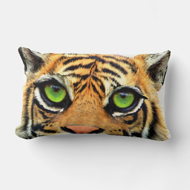 Almofada Lombar Rosto de tigre selvagem em branco (Frente)