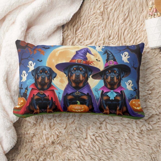 Almofada Lombar Rottweiler Cães Abóbora Halloween Engraçado (Cobertor)