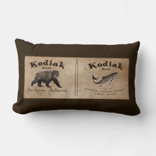 Almofada Lombar Rótulo de Salmão Vintage Kodiak