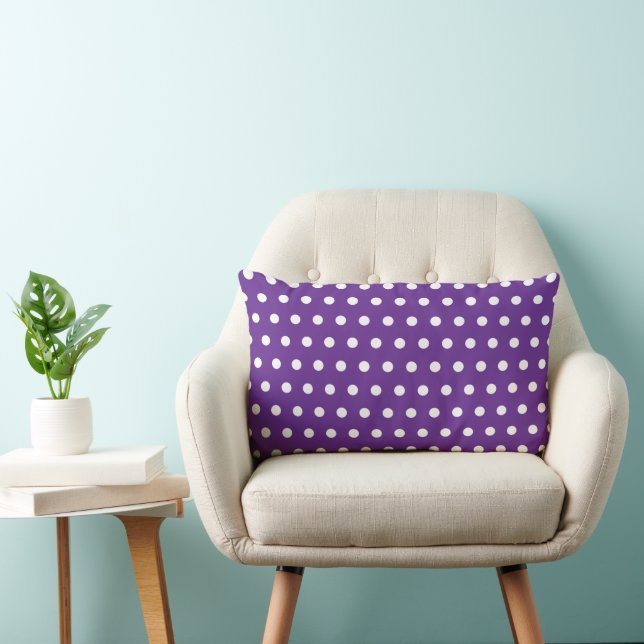 ALMOFADA LOMBAR ROXO BRANCO COM PONTOS CUSTOMIZADO SIMPLES ELEGANT (Cadeira)
