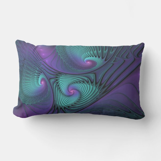 Almofada Lombar Roxo Conhece Arte Fractal Abstrato moderna Turques (Frente)