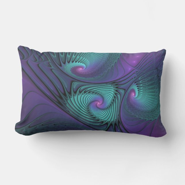 Almofada Lombar Roxo Conhece Arte Fractal Abstrato moderna Turques (Frente)