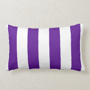 Almofada Lombar Roxo de ameixa e Listras Verticais Brancas