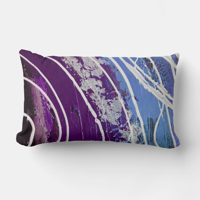 Almofada Lombar Roxo e arte abstracta pintada azul (Frente)